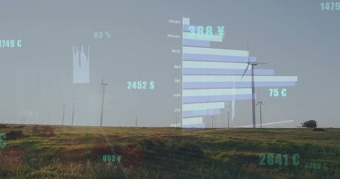 Futuristic Renewable Energy Concepts with Data Overlay