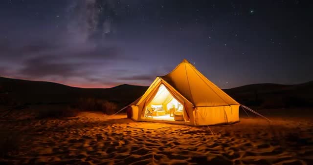 Silent Night Adventure under Starry Desert Sky