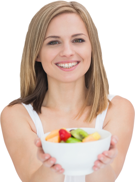 Smiling Woman Holding Transparent Bowl with Fresh Fruits, Healthy Eating Concept - Download Free Stock Videos Pikwizard.com