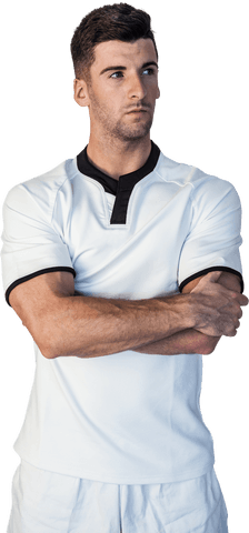 Confident Rugby Player in White Uniform Transparent Background