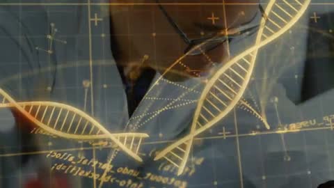 Lab Scientist Interacting with Holographic DNA and Data for Genetic Research