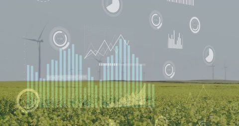 Ecological data visualization overlay with wind turbines