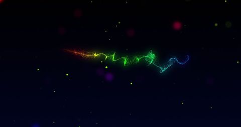 Glowing light trail moving across dark background