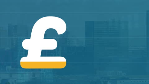 Pound Symbol Overlaying Cityscape with Digital Interface