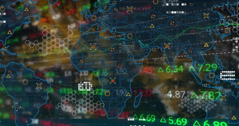 Global Data Analytics Overlaid on World Map