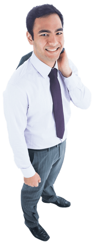 Transparent Businessman in Suit Smiling Confident Standing Pose