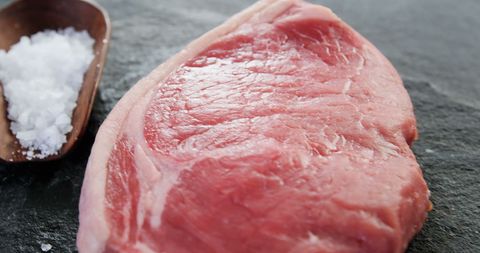 Fresh Raw Steak on Slate with Coarse Salt for Meal Prep - Download Free Stock Images Pikwizard.com