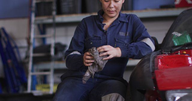 Auto mechanic cleaning hands in workshop environment - Download Free Stock Images Pikwizard.com