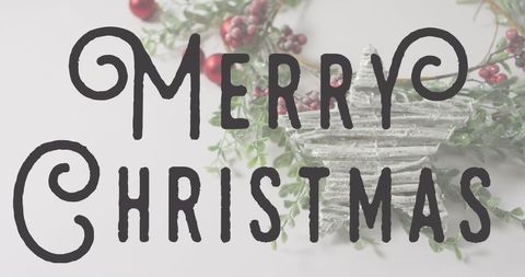 Festive Merry Christmas Banner with Holiday Decorations