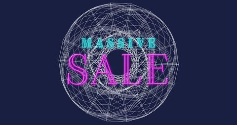 Futuristic neon massive sale promotion with wireframe design