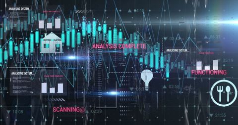 Abstract Futuristic Financial Technology Graphic with Virtual Data Icons - Download Free Stock Images Pikwizard.com