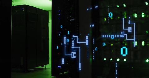 Data Center Server Towers with Illuminated Green Lights Signifying Network Activity - Download Free Stock Images Pikwizard.com