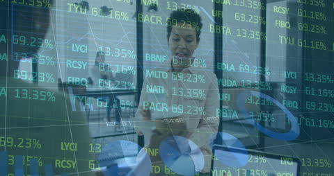 Financial Analytics with Businesswoman Interacting in Office