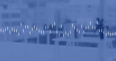 Blue Background with White Graph Bars Representing Data Analysis