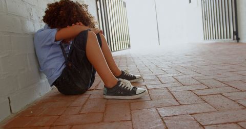 Lonely Child Alone in School Hallway Feeling Sad - Download Free Stock Images Pikwizard.com