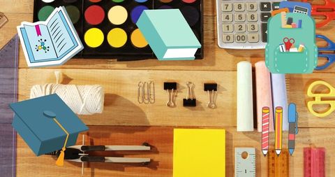 Creative Assortment of Stationery and School Icons Top View - Download Free Stock Images Pikwizard.com