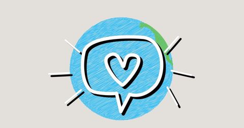 Heart in Speech Bubble Over Globe Illustrating Global Love - Download Free Stock Images Pikwizard.com