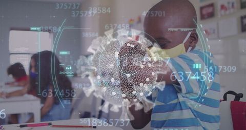 Schoolchildren Wearing Masks with COVID-19 Overlay - Download Free Stock Images Pikwizard.com