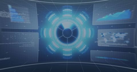 Futuristic Data Processing Interface in Blue - Download Free Stock Images Pikwizard.com