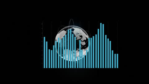 Digital Globe with Financial Graphs and Data Analytics Overlay