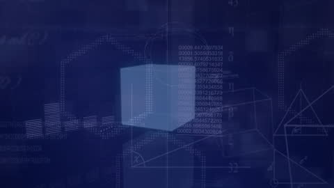 Futuristic Data Processing with Geometric Shapes Overlay