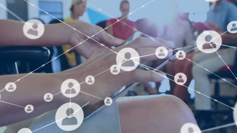 Networking Concept with Diverse Team Using Tablets