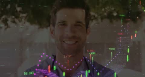Smiling Doctor with Overlay of Medical Data Analytics