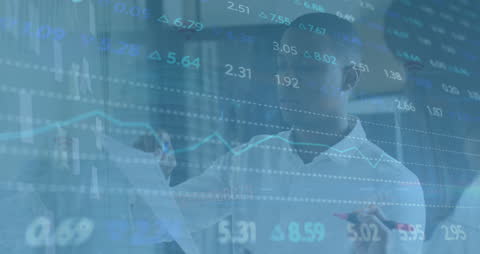 Business Analyst Interacting with Financial Data Projections