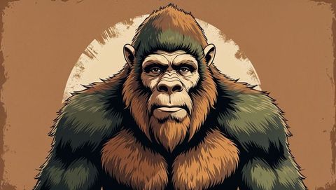 Primal ape-like creature with halo in vector art style