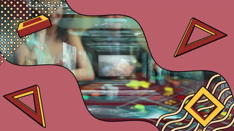 Digital Casino Win with Retro Pop Design Overlay