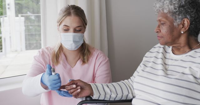 Nurse Checking Blood Sugar Level of Elderly Woman - Download Free Stock Images Pikwizard.com