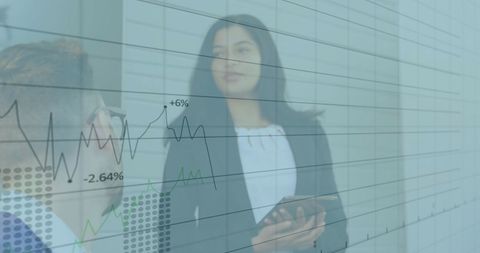 Financial Data Visualization with Business Professionals in Office Meeting