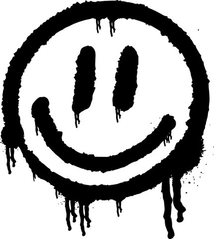 Dripping Black Graffiti Smiley Face on Transparent Background