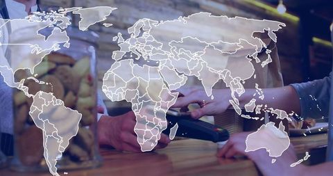 Global digital payment concept with smartphone nfc technology