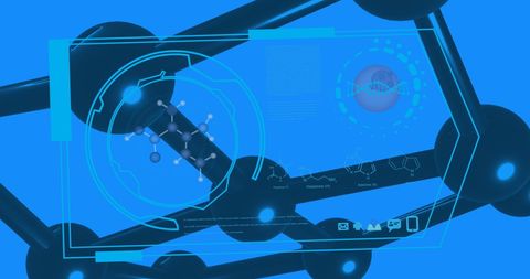 Futuristic blue interface with chemical formula