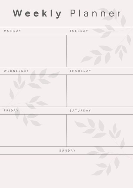 This beautiful weekly planner is perfect for organizing your week. Featuring subtle floral patterns on a grey background, it can be used for both personal and professional planning. Ideal for printing out or using digitally, this planner template helps keep track of daily tasks, appointments, and deadlines efficiently.