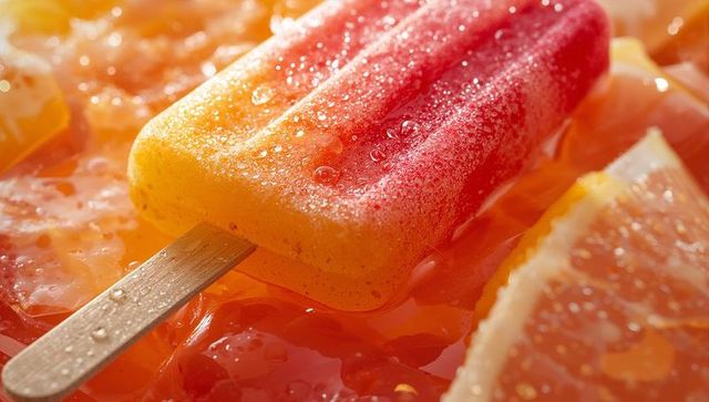 Refreshing citrus popsicle with dew drops