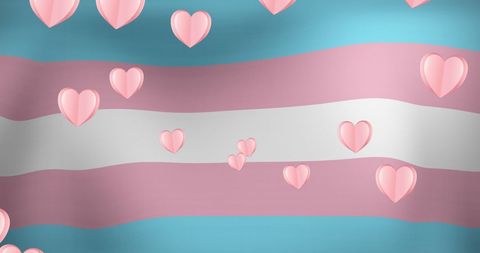 Hearts Over Transgender Pride Flag Symbol of Love and Inclusivity