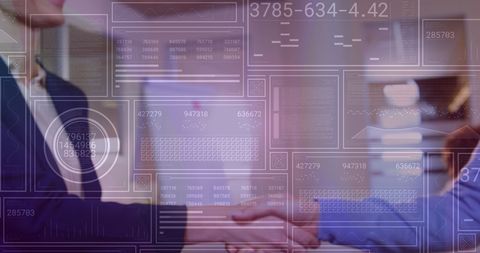 businesswomen shaking hands with digital interface background - Download Free Stock Images Pikwizard.com