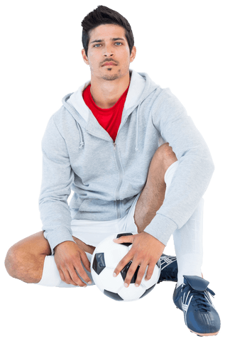 Transparent Cool Soccer Player Posing with Ball
