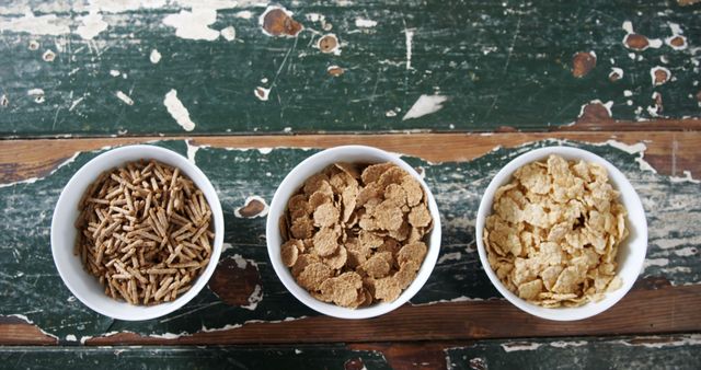 Assorted Cereals in Bowls on Rustic Wooden Table - Download Free Stock Images Pikwizard.com