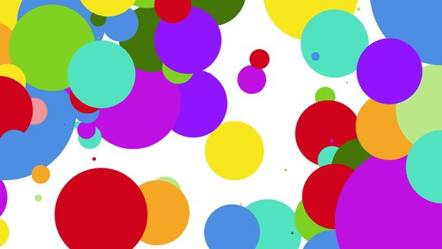 This colorful abstract circle pattern showcases various vibrant spots of different sizes scattered across a white background. Perfect for use in modern art projects, playful designs, or as an eye-catching background for presentations or invitations.