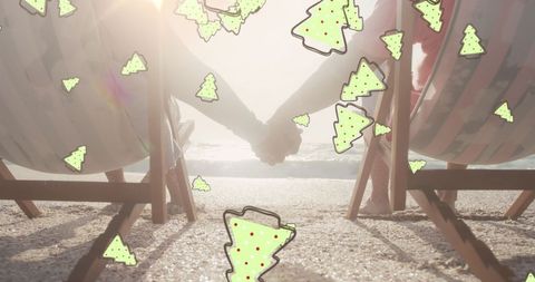 Elder Couple Celebrating Christmas Beach Getaway