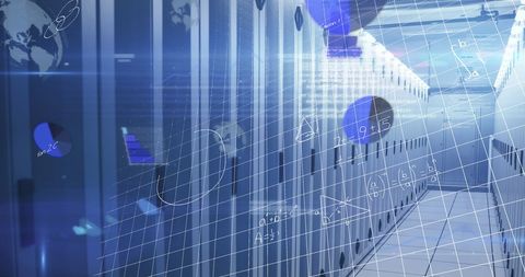 Digital Data Processing in Modern Server Room with Global Connections - Download Free Stock Images Pikwizard.com