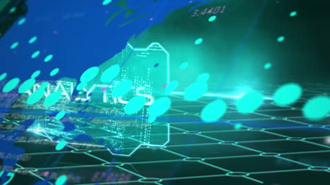 Futuristic Data Animation with World Map Overlay