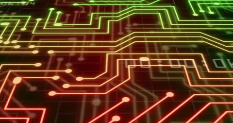 Neon Circuit Board Illustration with Glowing Paths - Download Free Stock Images Pikwizard.com