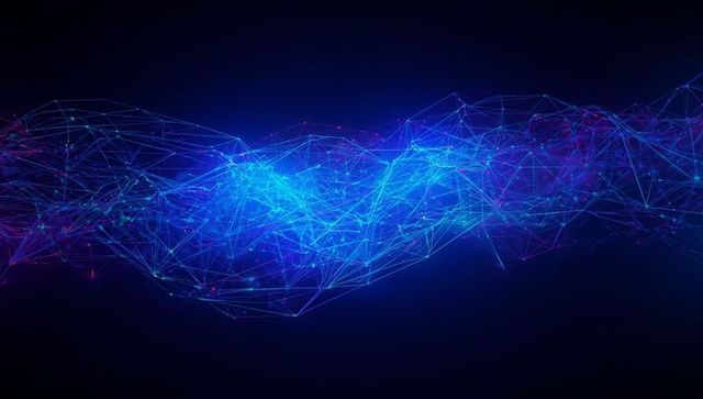 Futuristic Glowing Network Mesh in Digital Space