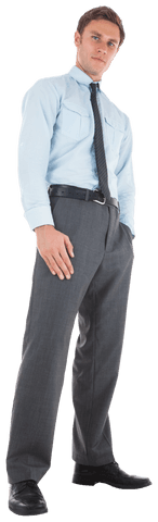 Transparent full length serious businessman in formal attire