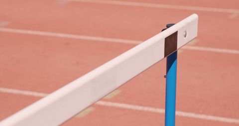 Close-up of track hurdle on sunny day