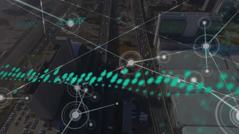 Digital Network Concept on Cityscape